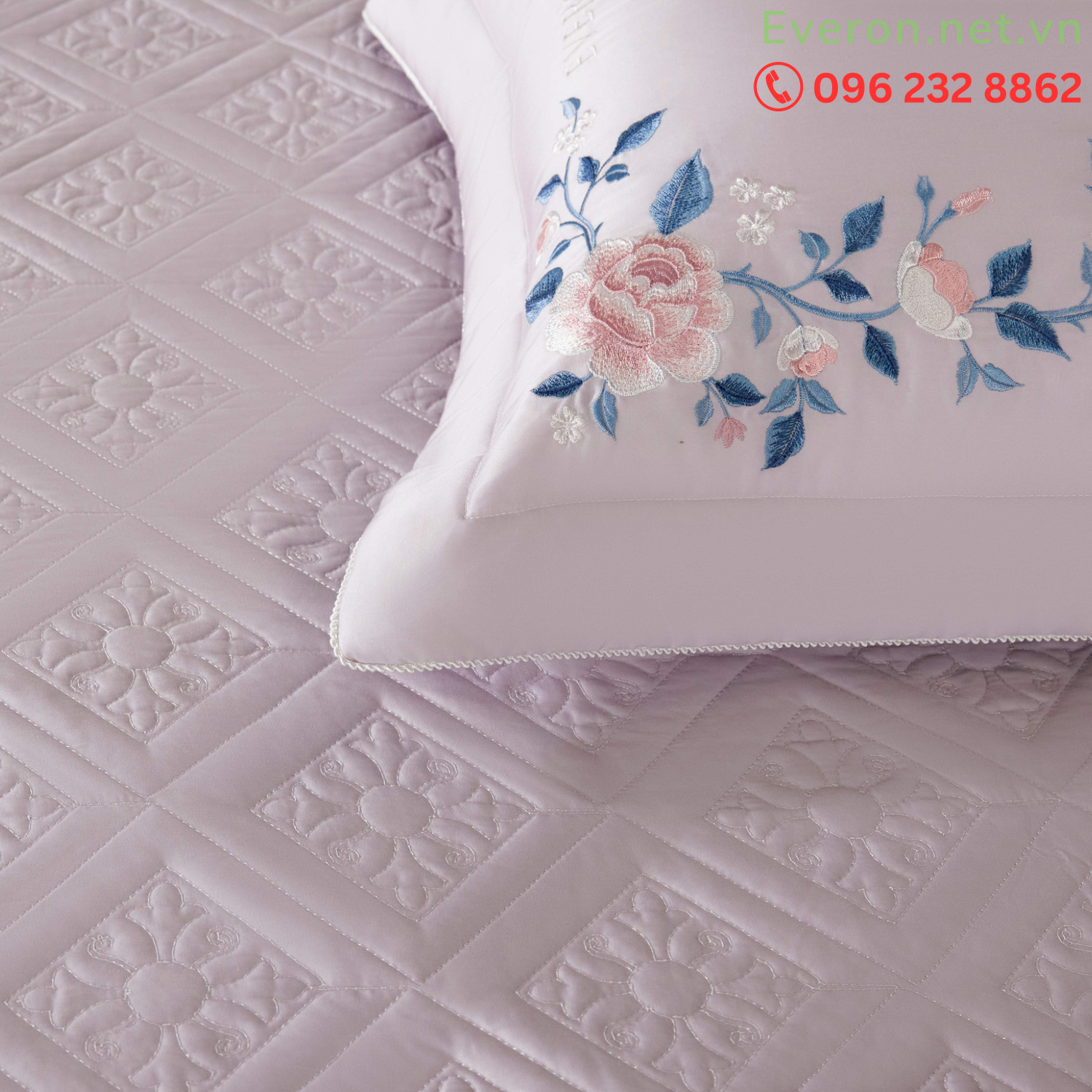 Bộ chăn ga Everon ESTC 26003 màu xanh lam tencel cotton