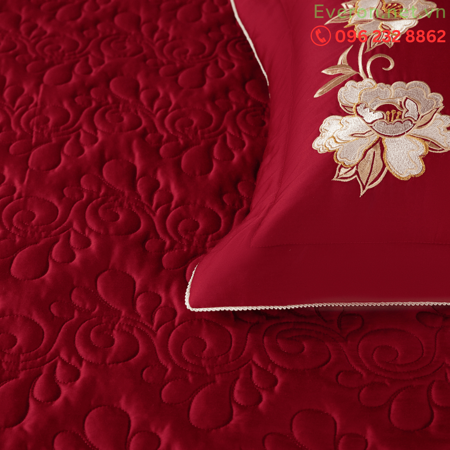 Bộ chăn ga cưới Everon ESTC 26007 màu hồng cam đẹp nhất 2026