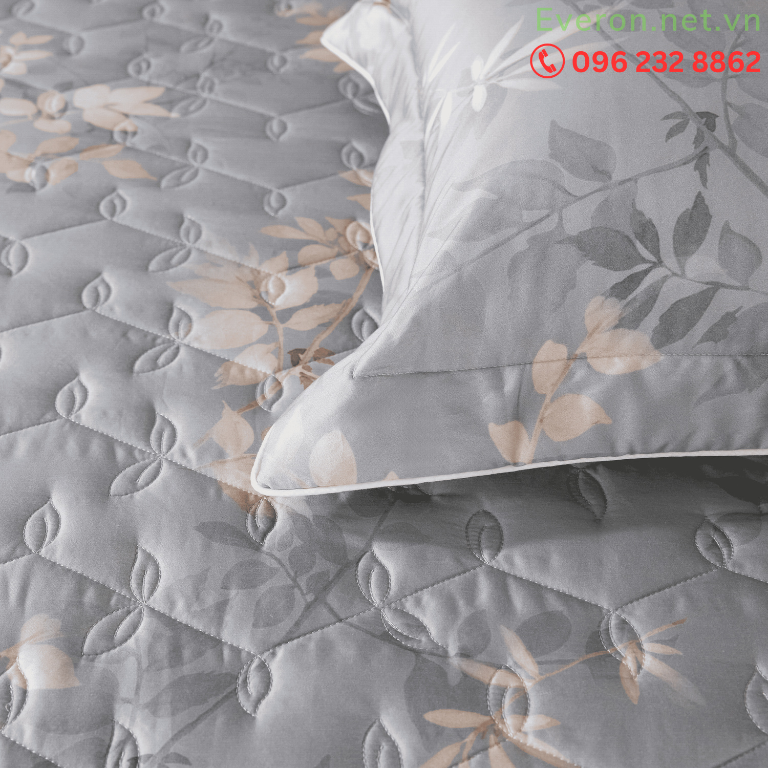 Bộ chăn ga Everon EPTC 26017 Chạng Vạng màu ghi xanh hiện đại